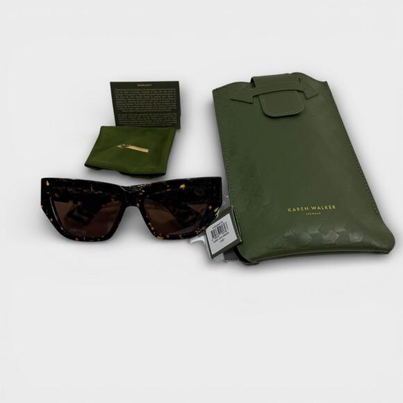 Karen Walker Accessories - Karen Walker 57mm Cat Eye Dark Tortoise Brown Acetate Sunglasses with Case New